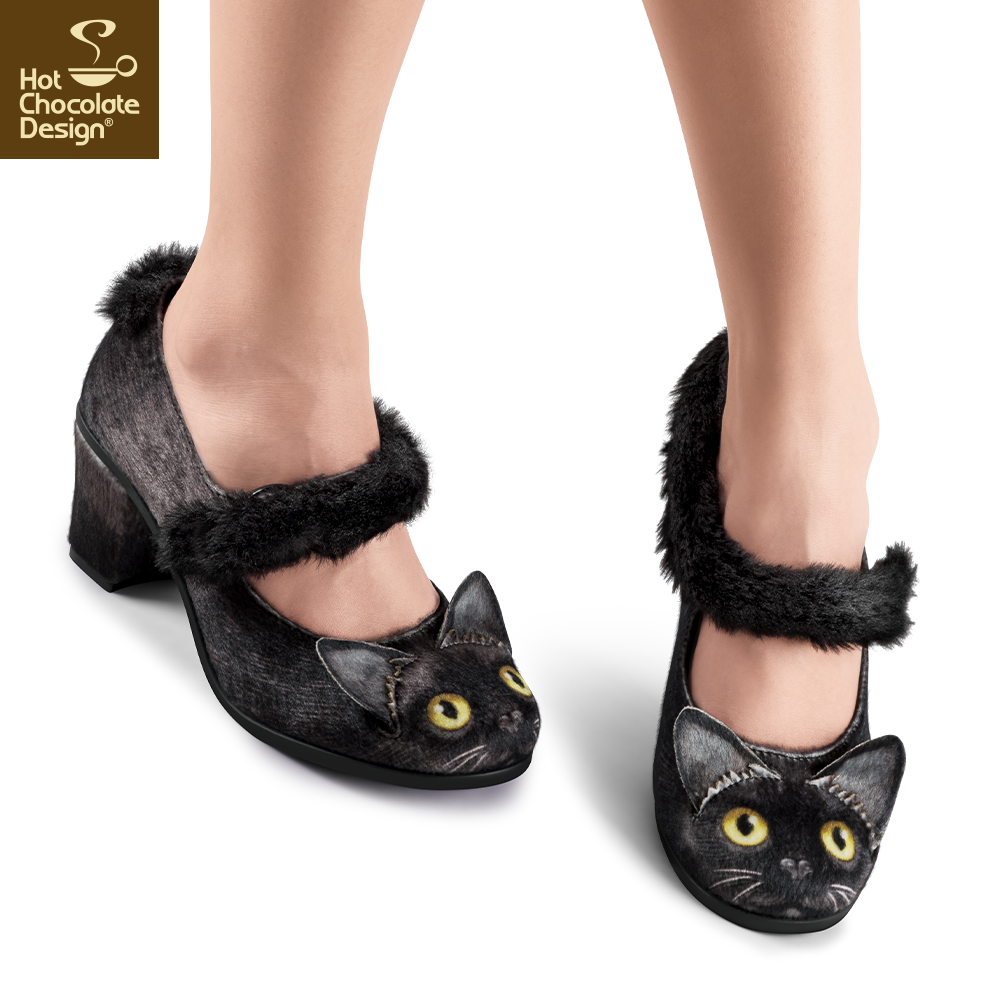 CHOCOLATICAS Chat Noir Black Cat Mid Heel