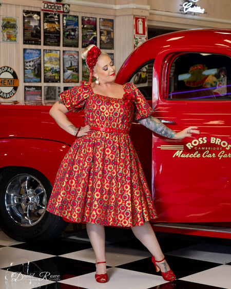 rockabilly dresses for women PDF - 1950's Pattern Pin Up Rockabilly Dress, 3 Styles Side Zipper Pink Black Rose Vintage Rockabilly