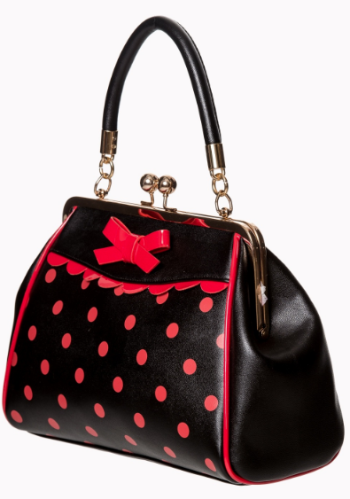 BANNED RETRO Crazy Little Thing Bag Black Red Polkadot