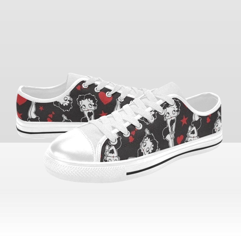 THE ROCKABILLY SHOP Custom Womans Low Top Sneakers Betty Boop Black