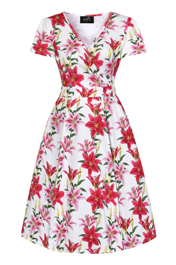 lady vintage lyra dress LADY VINTAGE Lyra Dress Lillies